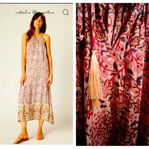 Natalie Martin Pink and Red Tiered Halter Sundress